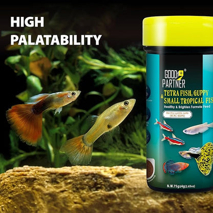 Purify Series for Tetra Fish Food, Small Tropical Sinking Pellets, Suitable for Betta, Guppy Fish, All Natural Ingredients, Balanced Composition of Fish Feed, 2.65 oz (Pack of 1) GOODPARTNERFishFoodPurifySeries
