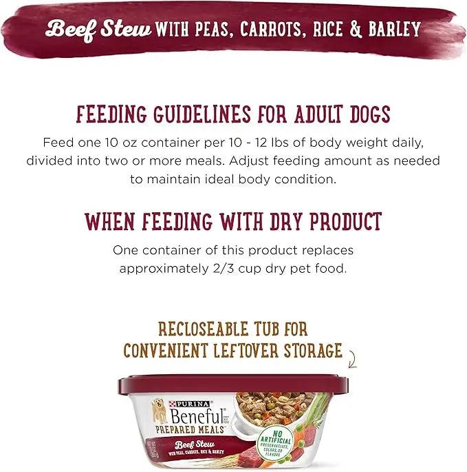 Purina Beneful Gravy Wet Dog Food, Prepared Meals Beef Stew - (8) 10 oz. Tubs - PAWPICO