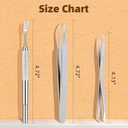 Rypet Tick Remover Tool Set - Stainless Steel Tick Remover Kit for Cats Dogs and Humans(Pack of 3) - PAWPICO