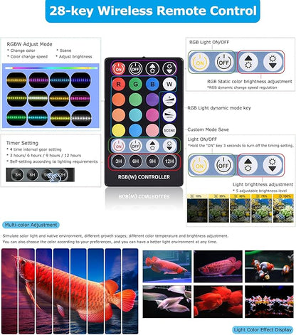 Zingbabu Aquarium Light, 12-20" 20W Full Spectrum LED Clip On Fish Tank Light, 270° Rotation Fish Lamp, Exclusive for 2-15 Gallon Fish Tanks, Freshwater Aquarium Lights for Plants ProfessionalPhotographyLight