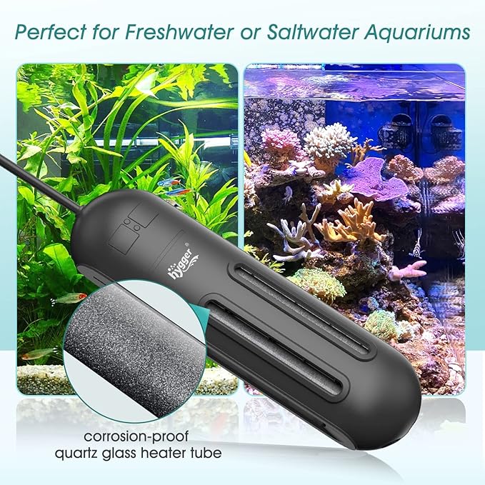 hygger 800W Submersible Aquarium Heater with Digital Controller, Auto Shut Off Fish Tank Heater for 106-211 Gallon Freshwater/Saltwater Reef Tank hygger