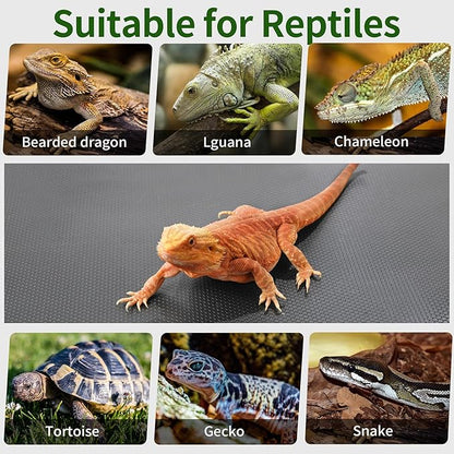 Bearded Dragon Tank Accessories, Reptile Mat, Reptile Terrarium Substrate Liner for Leopard Gecko, Lizard, Snake, Tortoise, Iguana Non-Adhesive Reptile Flooring (18"x72" Grey) zunzingy