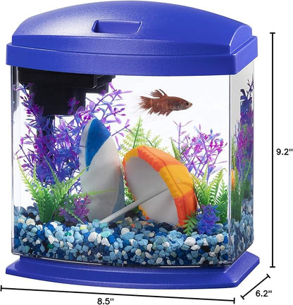 Aqueon LED MiniBow Small Aquarium Fish Tank Kit with SmartClean Technology, Blue, 1 Gallon Aqueon
