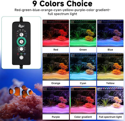 AQQA LED Aquarium Light, 24/7 Mode IP68 Waterproof Extendable Bracket Fish Tank Light, DIY Mode Full Spectrum Aquarium Plant Light, Adjustable Timer/Brightness Memory Function for 32-40 Inch Fish Tank AQQA