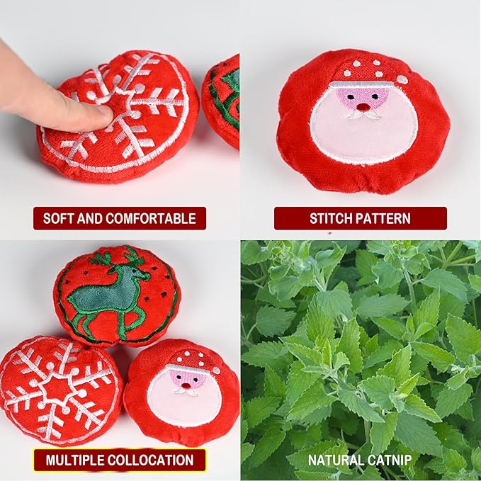 Christmas Catnip Toys Gentle Oral Hygiene; Cat Chew Toys That Stimulate Hunting and Transfer Behavior;Suitable for All Cats - PAWPICO