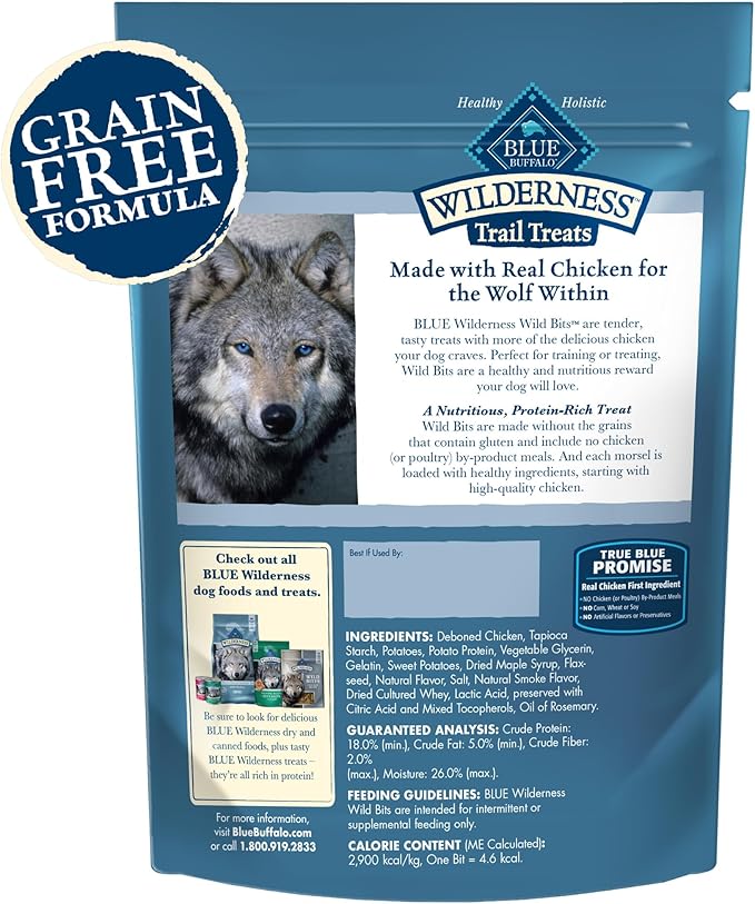 Blue Buffalo Wilderness Wild Bits Soft & Chewy Training Treats for Dogs, Grain-Free, Chicken Recipe, 10-oz. Bag - PAWPICO