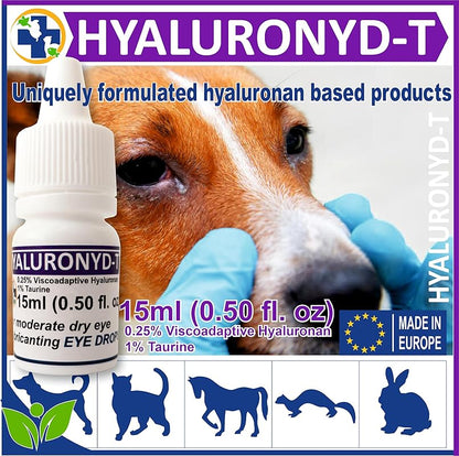 Lubricating Gel Eye Drops 15ml With Hyaluronic Acid 0.25% & Taurine For Pets Cat&Dog Moisturizer Soothes Dryness And Irritation & Itchy, Daily Use To Relieve Dry Eyes, Artificial Tears PAWPICO