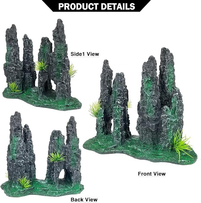 Aquarium Decoration for Fish Tank Rock Cave Aquarium Ornament Aquarium Mountain View Stone Ornaments Aquarium Decor Tree House Cave Fish Tank Decoration - Small VMCN