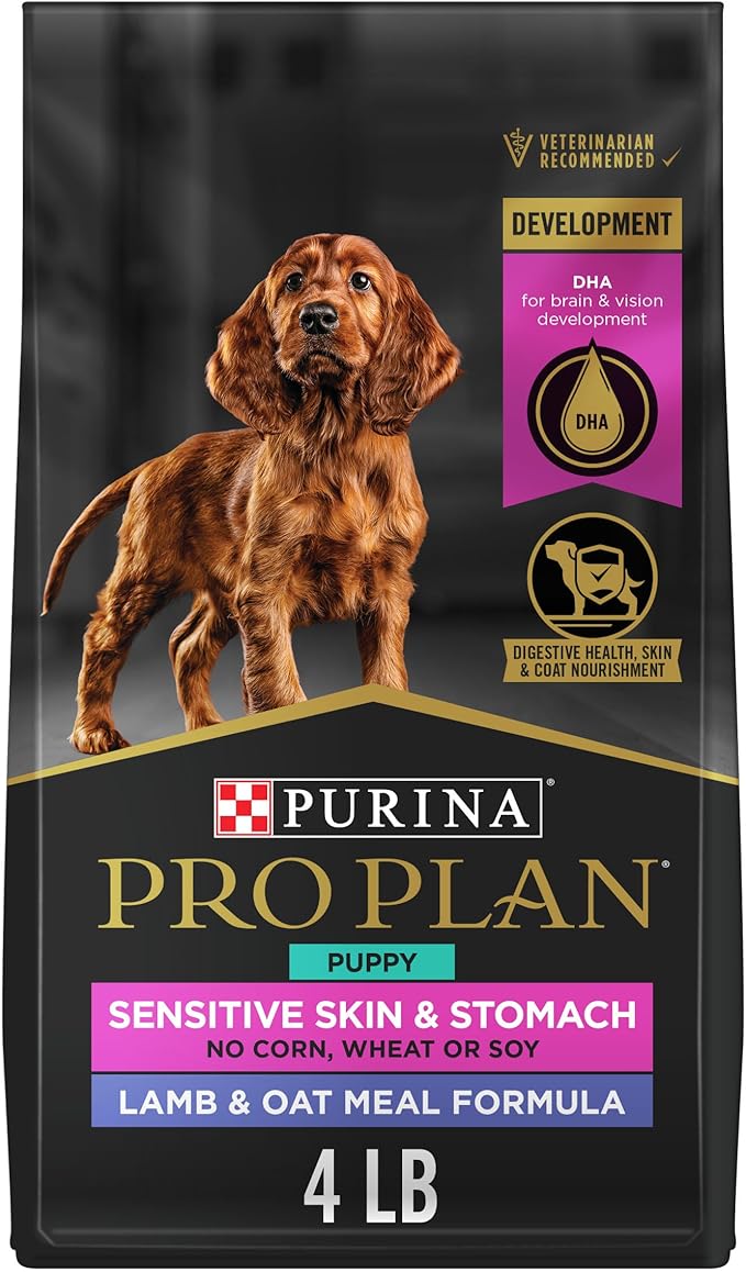 Purina Pro Plan Sensitive Skin and Stomach Puppy Food Lamb and Oat Meal Formula - 4 lb. Bag - PAWPICO