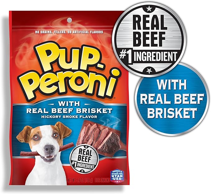Pup-Peroni Dog Treats, Real Beef Brisket with Hickory Smoke Flavor, 5.6 Ounce (Pack of 8) - PAWPICO