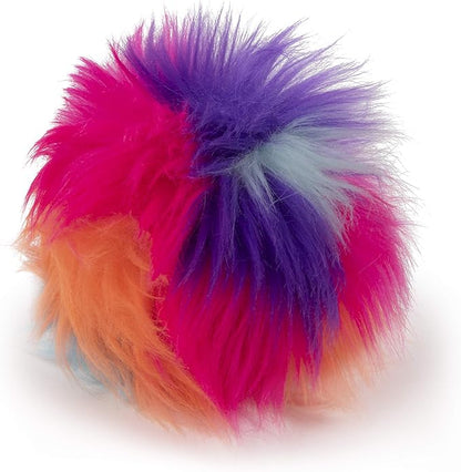 goDog Just for Me Furballz Squeaky Plush Ball Dog Toy, Chew Guard Technology - Cool Rainbow, Mini - PAWPICO