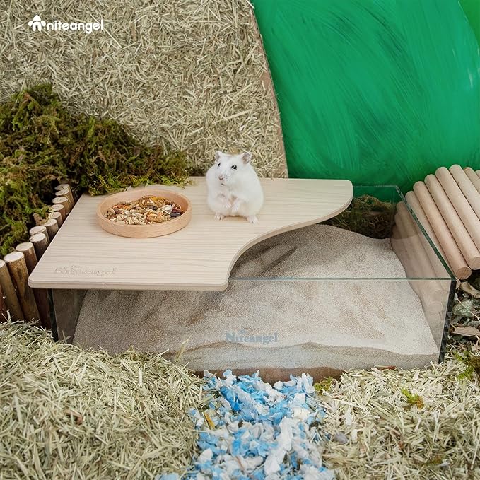 Niteangel Animal Sand-Bath Box: - Acrylic Critter's Sand Bath Shower Room & Digging Sand Container for Hamsters Mice Lemming Gerbils or Other Small Pets (Rectangle, Burlywood) Niteangel