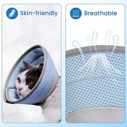 Cat Cone Collar Soft, Cat Recovery Collar Stop Licking After Surgery, Kitten Elizabethan Collar, Adjustable, Lightweight, Comfortable - Blue, S IDOGCHEW