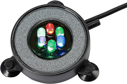 NICREW Multi-Colored LED Aquarium Bubbling Stone Disk, Round Fish Tank Bubbler with Auto Color Changing LEDs NICREW