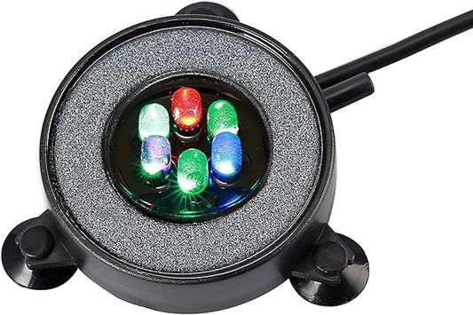 NICREW Multi-Colored LED Aquarium Bubbling Stone Disk, Round Fish Tank Bubbler with Auto Color Changing LEDs NICREW