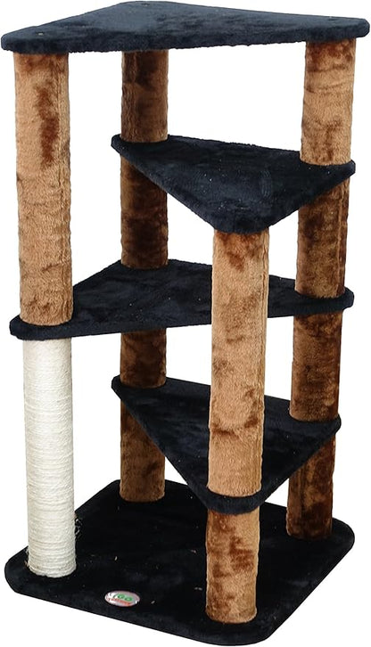 Go Pet Club Everyday Value 33in Cat Tree Kitty Scratcher Kitten Condo Tower House Furniture for Indoor Cats, Brown/Black - PAWPICO