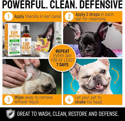 Dog Ear Infection Treatment + Colloidal Silver ● Ear Infection Treatment for Dogs & Cats ● Drops for Irritations, Itch, Odors, & Cat and Dog Ear Infection ● Silver Ear Wash for Different Pets ● 2 Oz SilverGrade
