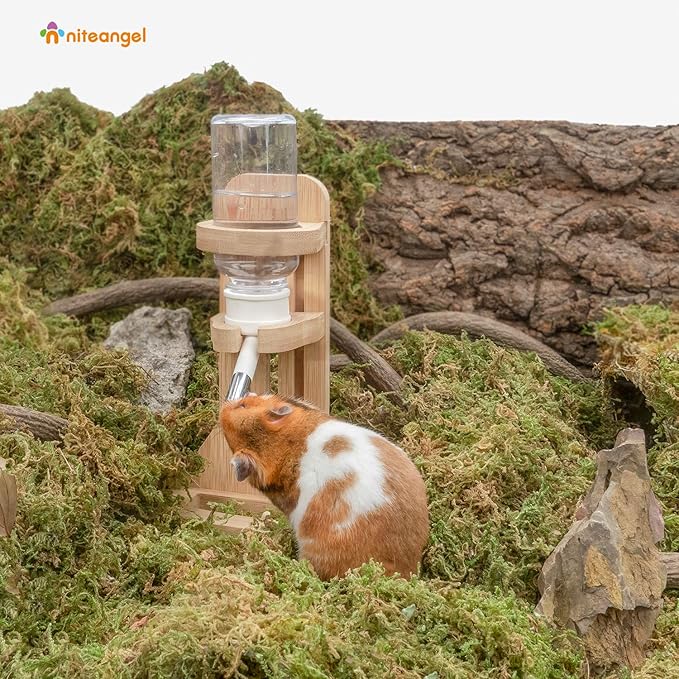 Niteangel Water Bottle with Stand for Syrian Dwarf Hamsters Gerbils Mice Rats Degus Small pet Rodents(White) Niteangel