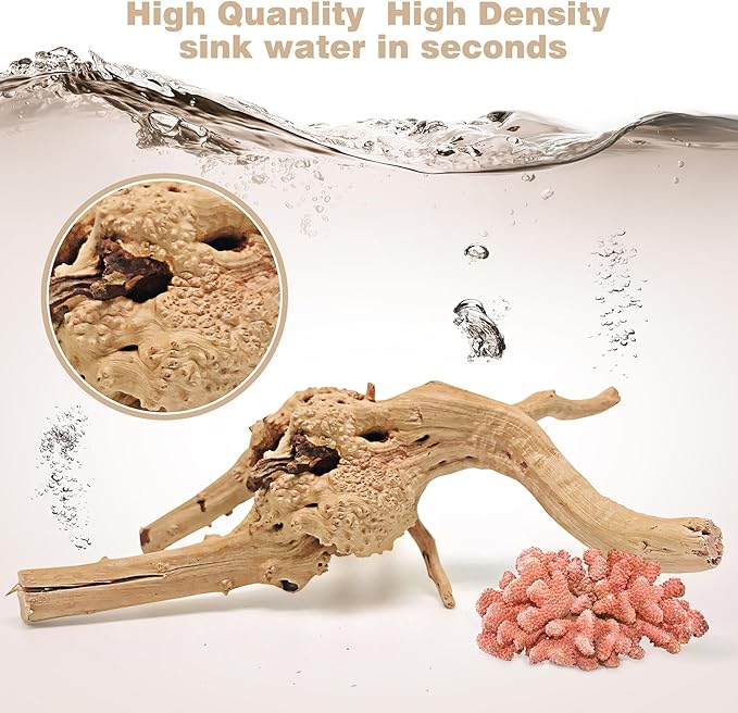 WDEFUN Natural Spiderwood for Aquarium Decor 1-Piece 13''-16'' Long Natural Driftwood Branches for Fish Tank Decorations WDEFUN