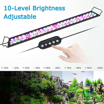 AQQA 24/7 Fish Tank LED Light for Plants Aquarium Light Full Spectrum Waterproof Fish Light with DIY Mode Adjustable Brightness Multi-Color Timer & Extendable Bracket for 48-54 Inch (42W) AQQA