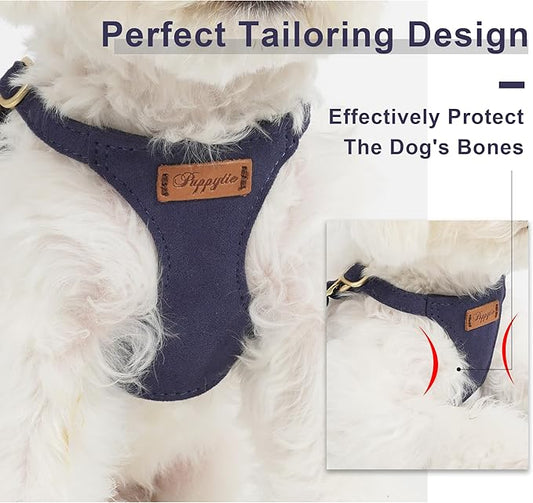 Puppytie No Pull Dog Harness with Multifunction Dog Leash,Soft Adjustable No Choke Escape Proof Pet Harness Vest for Medium Dogs or Large Dogs,Navy,M Puppytie