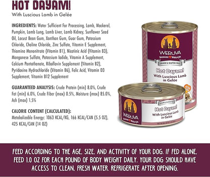 Weruva Classic Dog Food, Hot Dayam! with Lamb in Gelée, 5.5oz Can (Pack of 24) - PAWPICO