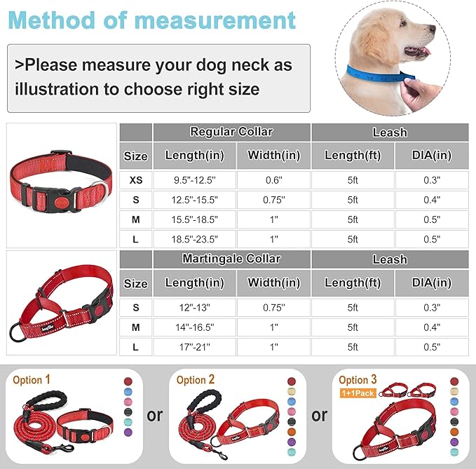 haapaw 2 Packs Martingale Dog Collar with Quick Release Buckle Reflective Dog Training Collars for Small Medium Large Dogs haapaw