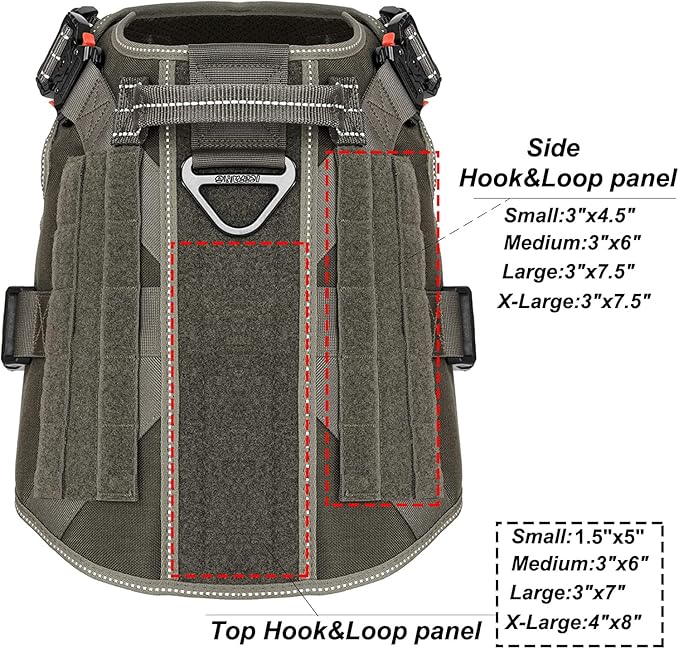 ICEFANG Tactical Dog Harness,Large Size, 2X Metal Buckle,Working Dog MOLLE Vest with Handle,No Pulling Front Leash Clip,Hook and Loop Panel - PAWPICO