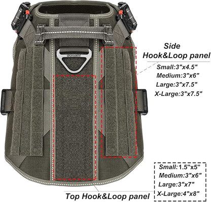 ICEFANG Tactical Dog Harness,Large Size, 2X Metal Buckle,Working Dog MOLLE Vest with Handle,No Pulling Front Leash Clip,Hook and Loop Panel - PAWPICO