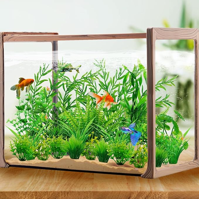 Fish Tank Accessories Aquarium Decorations Green Plants, 25pcs Green Fish Tank Decorations Plant, Fish Tank Decor, Aquarium Decor Plastic Plants QUOZUO