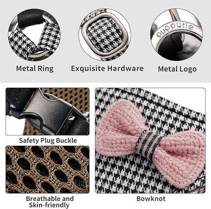 Puppytie No Pull xs Dog Harness with Multifunction Dog Leash,Soft Adjustable No Choke Escape Proof Pet Harness Vest,Knitted Black-White,xs Puppytie