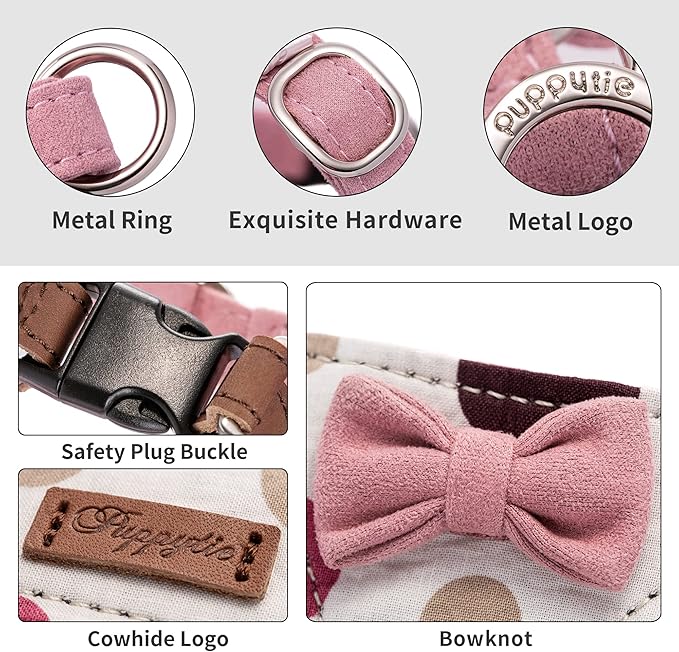 Puppytie No Pull Dog Harness with Multifunction Dog Leash,Soft Adjustable No Choke Escape Proof Pet Harness Vest for Medium Dogs,Polka dots Starry Sky,M Puppytie