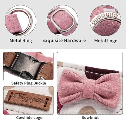 Puppytie No Pull Dog Harness with Multifunction Dog Leash,Soft Adjustable No Choke Escape Proof Pet Harness Vest for Medium Dogs,Polka dots Starry Sky,M Puppytie