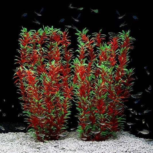 JIHAQUA Aquarium Decor Plastic Plants Extra Large 21 Inches Artificial Fish Tank Plants Tall Fish Tank Decorations (Wine 2pcs) JIHAQUA