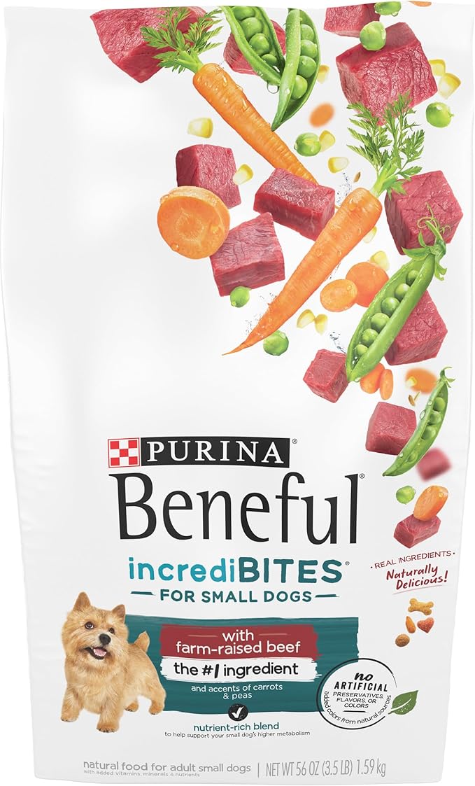 Purina Beneful IncrediBites With Farm-Raised Beef, Small Breed Dry Dog Food - (Pack of 4) 3.5 lb. Bags - PAWPICO