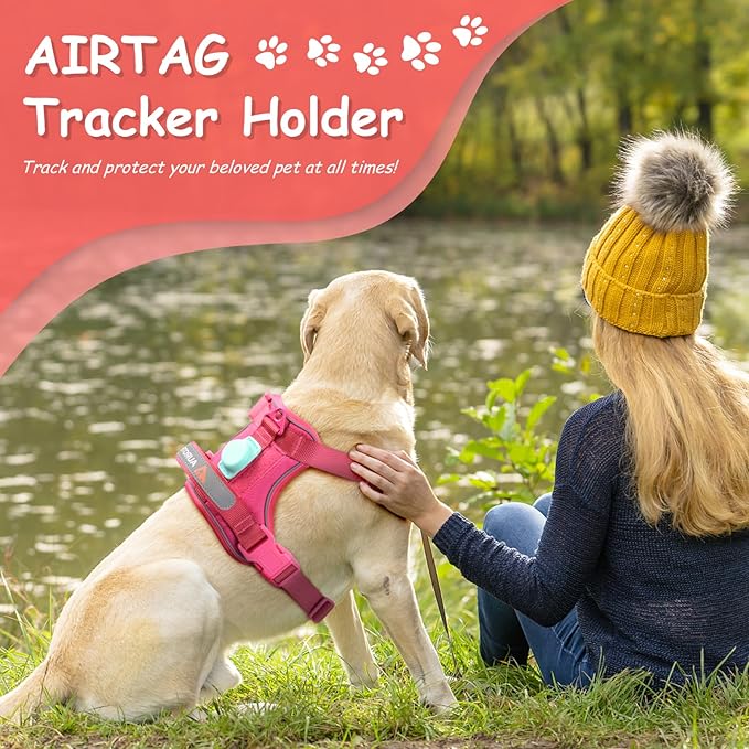 AUROTH Dog Harness for Large Dogs, Dog Vest Harness Large Size Dog, Large Dog Harness, No Pull Dog Harness for Large Dogs with Handle, Rose Red L AurothPets