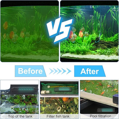 TAISHAN Aquarium Clean Light，15 W Submersible Light with Timer,Double Tube Aquarium Water Clean Green Clear Waterproof Clean Lamp for Pond,Swimming Pool,Indoor TAISHAN