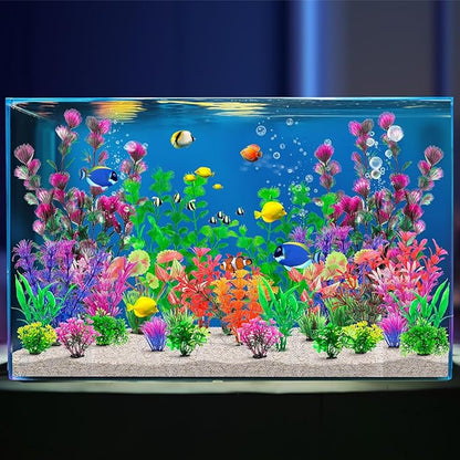 CousDUoBe 30Pcs Aquarium Plants, Fish Tank Accessories Artificial Aquatic Plants,Full Set of Fish Tank Decorations, Various Sizes CousDUoBeAquariumfishtankdecoration