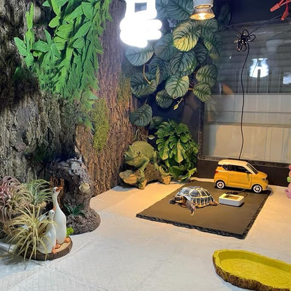 Reptile Basking Platform 2Pcs 11.8'' Large Tortoise Rock Plate Slate Feeding Platform Food Dish Bowl Turtle Bathing Rock Rest Terrace for Chameleon Lizard Bearded Dragon Gecko Snake Frog Newt (30CM) Tfwadmx