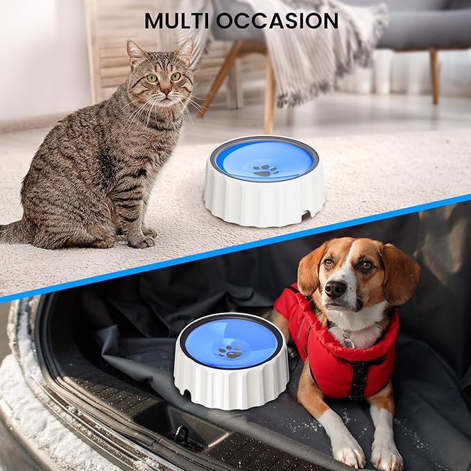 Dog Water Bowl No Spill 70oz/2L Large Capacity Dog Water Bowl Dispenser Non Slip No Splash Dog Water Bowl Pet Slow Feeder No Drip Dog Water Bowl on Vehicle Slow Water Bowl for Dogs and Cat Blue - PAWPICO