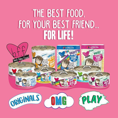 Weruva B.F.F. OMG - Best Feline Friend Oh My Gravy!, Tuna & Duck Dilly Dally with Tuna & Duck, 5.5oz Can (Pack of 8) - PAWPICO