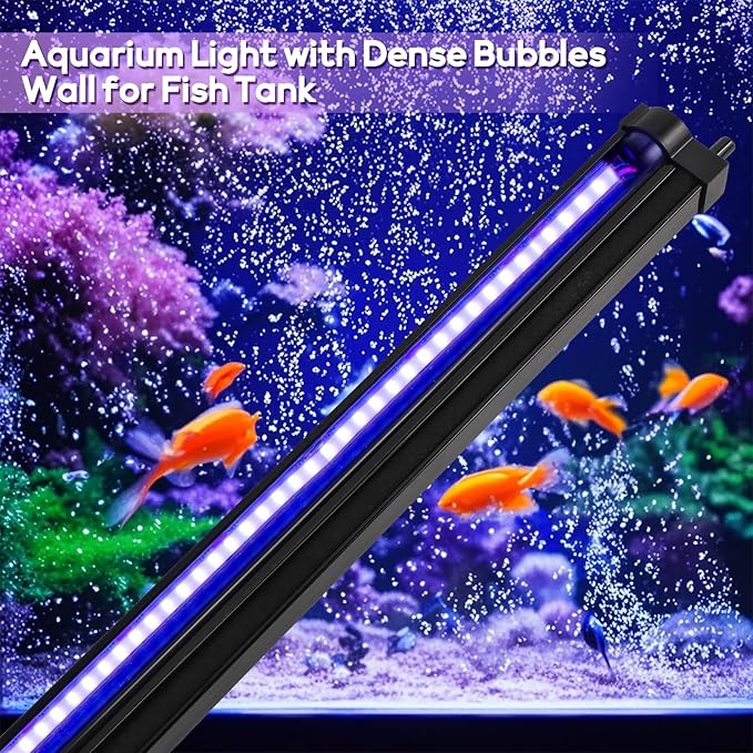 Submersible Fish Tank Aquarium Light: Bright Aquarium Bubbler Lighting Full Spectrum - Adjustable Brightness Colors Change Underwater Led Strips with Remote and Suction Cups for Aquarium Fish Tank SZMINILED