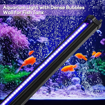 Submersible Fish Tank Aquarium Light: Bright Aquarium Bubbler Lighting Full Spectrum - Adjustable Brightness Colors Change Underwater Led Strips with Remote and Suction Cups for Aquarium Fish Tank SZMINILED
