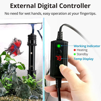 NICREW Aquarium Heater 300W, Temperature Adjustable Fish Tank Heater with Controller for 50-80 Gallon, Overheat Protection NICREW