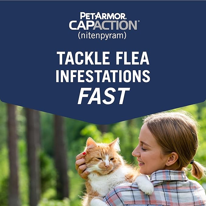 PetArmor CAPACTION (nitenpyram) Oral Flea Treatment for Cats, Fast Acting Tablets Start Killing Fleas in 30 Minutes, Cats 2-25 lbs, 6 Doses PetArmor
