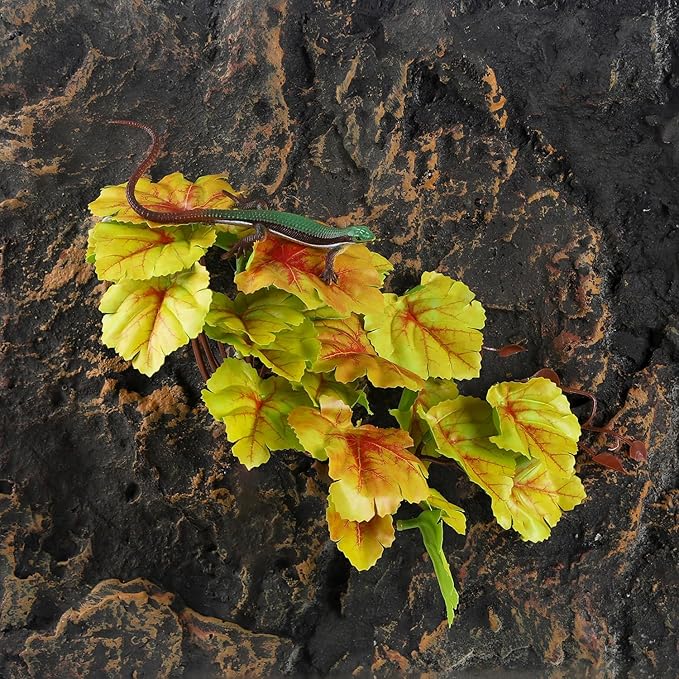 Fake Reptile Plants for Reptile Terrarium Plants, Reptile Plant Décor, Turtle Tank Plants with Suction Cup IBWell