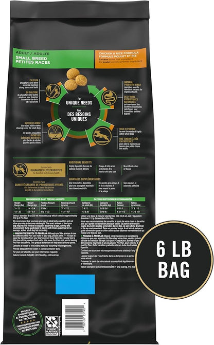Purina Pro Plan High Protein Small Breed Dog Food, Chicken & Rice Formula - 6 lb. Bag - PAWPICO