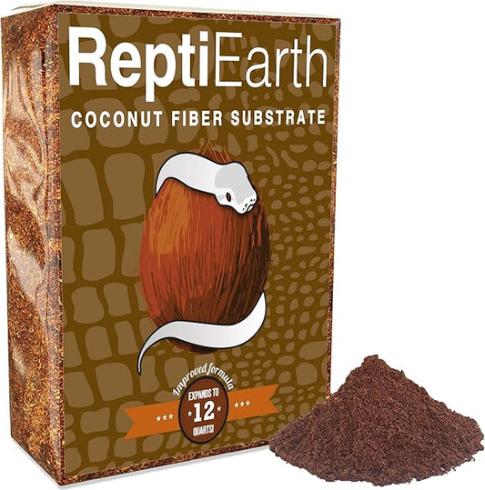 ReptiEarth Reptile Bedding, Fluffy Coconut Fiber Substrate 12 Quart Organic Coco Ready to Use for Bioactive Snake Terrarium, Lizard Tanks with Plants, for Frog, Tarantula or Hermit Crab Habitat ReptiChipPremiumSubstrate