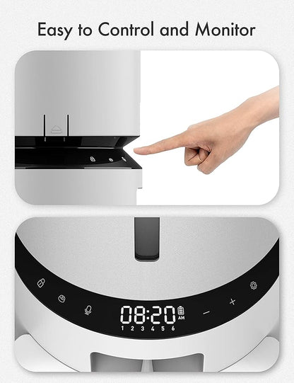 PETLIBRO Automatic Cat Food Dispenser for Two Cats 5L Auto Cat Feeder Dry Food Dispenser with Splitter & 2 Stainless Bowls, 10s Meal Call and Timer Setting 50 Portions 6 Meals Per Day for Cat and Dog - PAWPICO