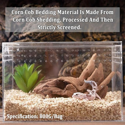 BNOSDM Natural Corn Cob Bedding, Reptile Corn Cob Substrate, 1.76Lb, Small Animal Corn Cob Litter, Terrarium Bedding for Bearded Dragon Snake Gecko Chameleon Hamster BNOSDM